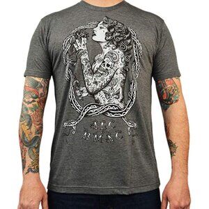 Eve Tattooed Woman & Serpents Rockabilly Gray Tattoo Tee S-M-L-XL-XXL NWT